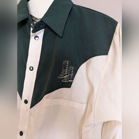 Vintage Western Cowboy Shirt – Embroidered Boots – Size M - Picture 3 of 9